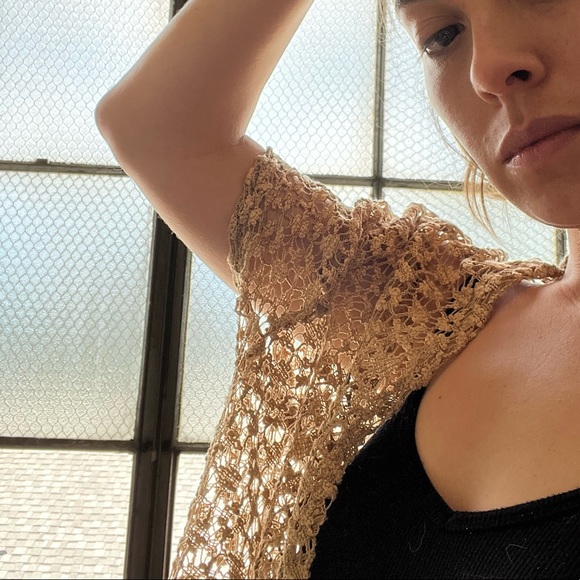 Vintage Gold Colour Crochet Overshirt - Picture 2 of 5